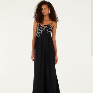 Farm Rio Size medium Black Fish Top Lenzing™ Ecovero™ Euroflax™ Maxi Dress NWT